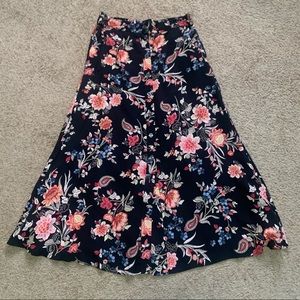 Loft Floral Button Up Skirt